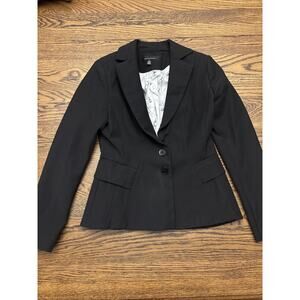 White House Black Market Signature Blazer Comfort Stretch Size 0 Black 2 Button